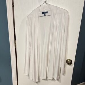 Karen Scott Classic White Open Cardigan